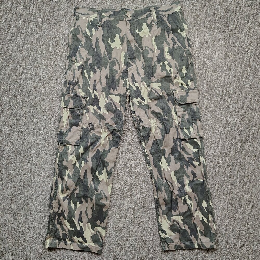 HALIFAX DENIM Camo Cargo Pants Men’s 38x30 Cotton Straight Leg Utility Hunting